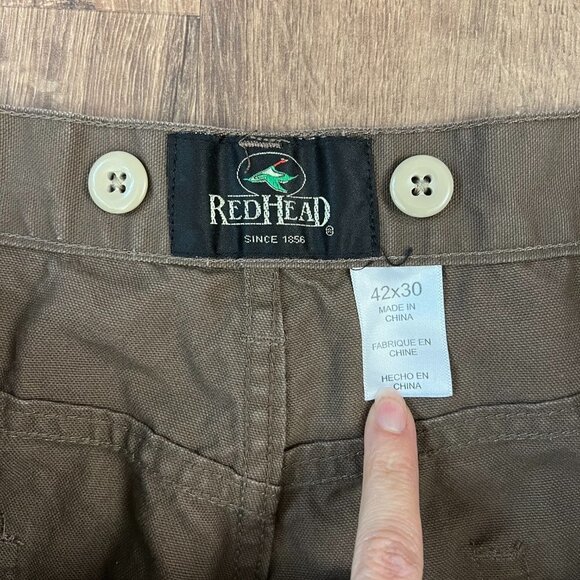 RedHead Olive Contrast Panelled Reinforced Duck Canvas Hunting Pants 42x30 - Picture 4 of 8